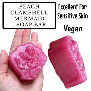 1 Bar, Mermaid Clamshell Peach Soap, Handmade,( PRICE IS FIRM